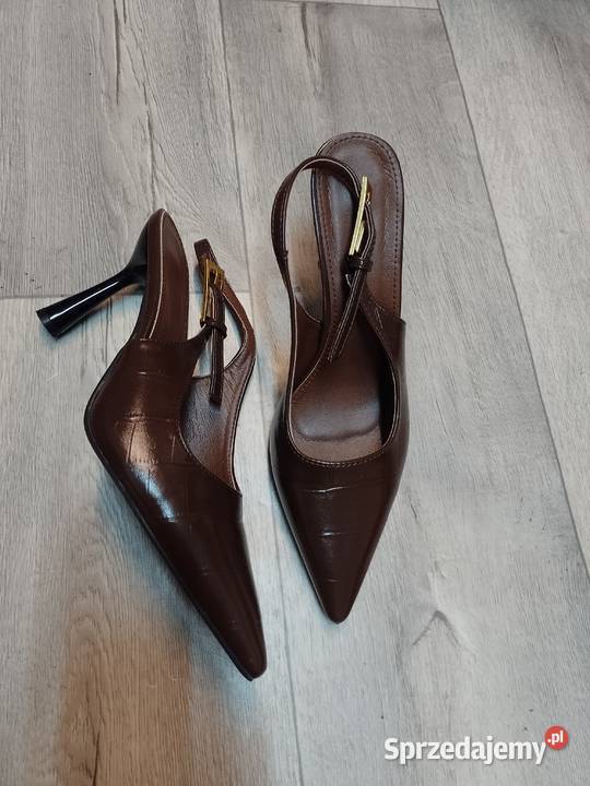 41 Brązowe czekoladowe czółenka wieczorowe z Kraków