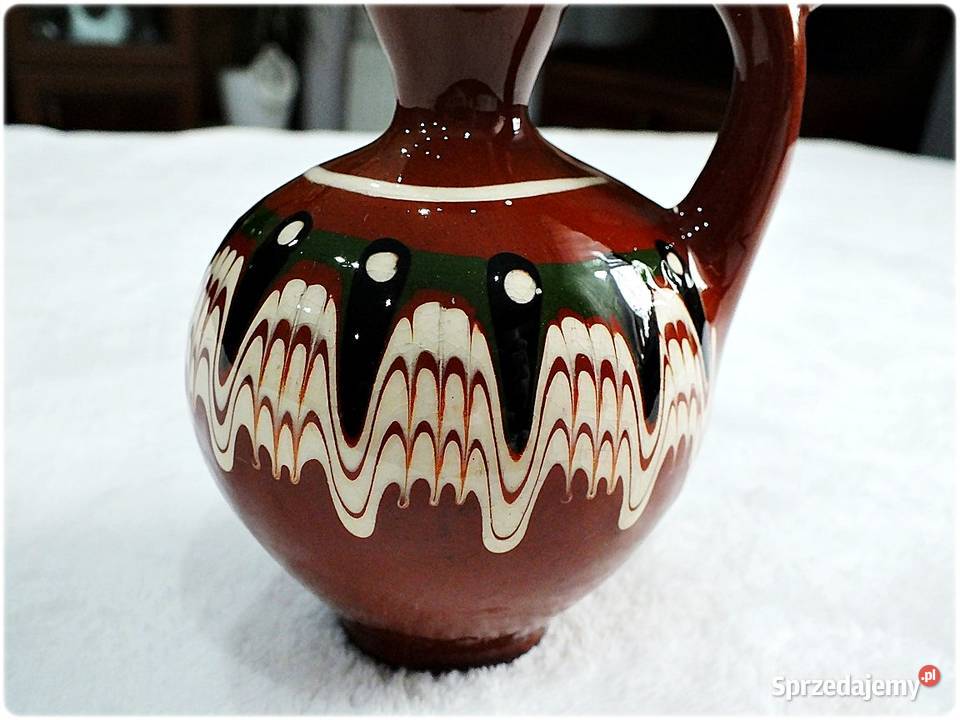 Stara ceramiczna Karafka Bułgaria Pawie Oczko Porcelana i szkło Żary