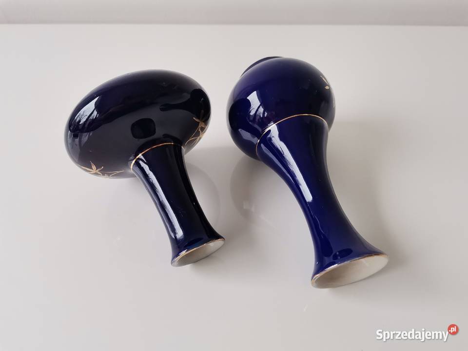 Stary niebieski kobaltowy wazon 2 sztuki śląskie Katowice