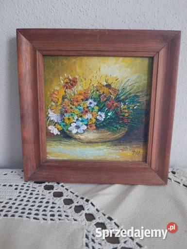 Obraz olejny miniatura wielkość w ramie 185 185 Olsztyn sprzedam