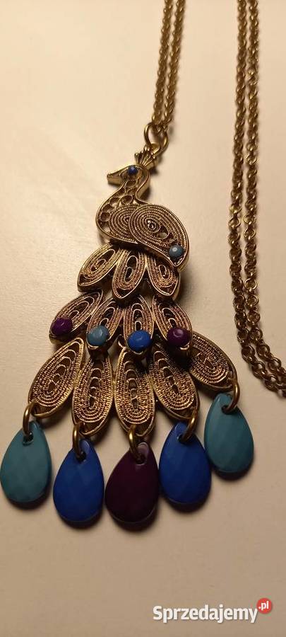 Długi wisiorek z pawiem mazowieckie Warszawa