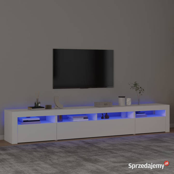 Szafka pod TV z oświetleniem LED biała 240x35x40 Warszawa
