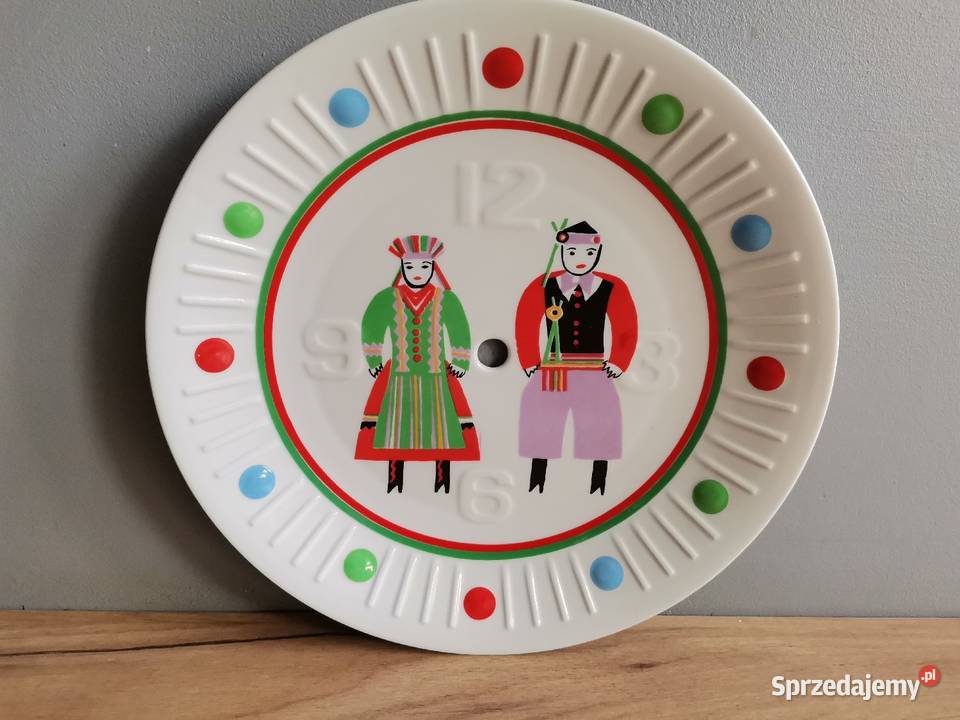 Stary wiszący zegar porcelanowy talerz tarcza Katowice