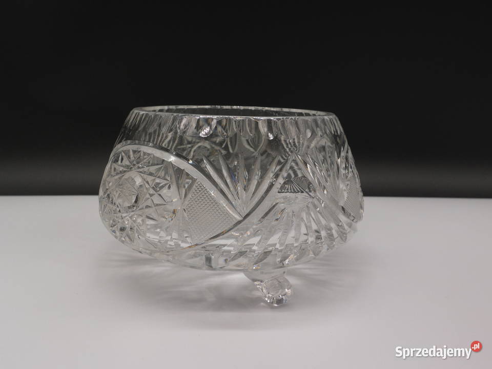 Kryształowa Misaowocarka na nóżkach PRL Ręczny