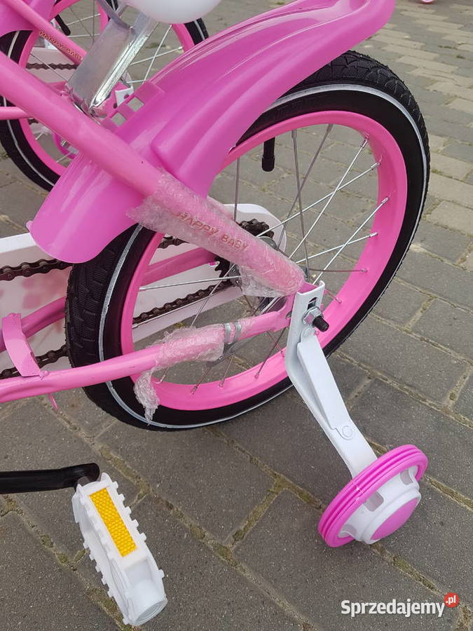 Rower rowerek dziecięcy 16 różowy fotelik lali