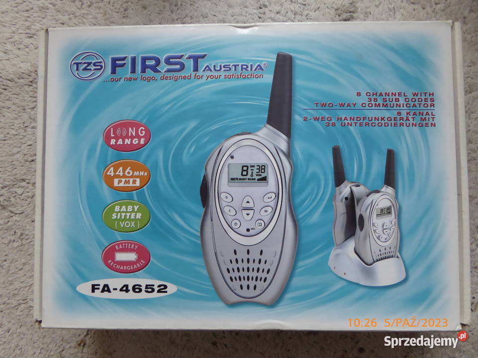 Nieużywane dwa radiotelefony z bazą FIRST o sprzedam