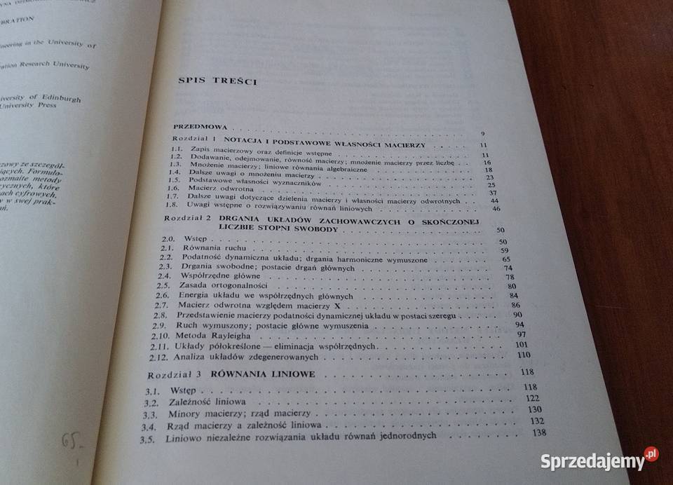 Macierzowa analiza drgań R E D Bishop Gladwell Rok wydania 1972