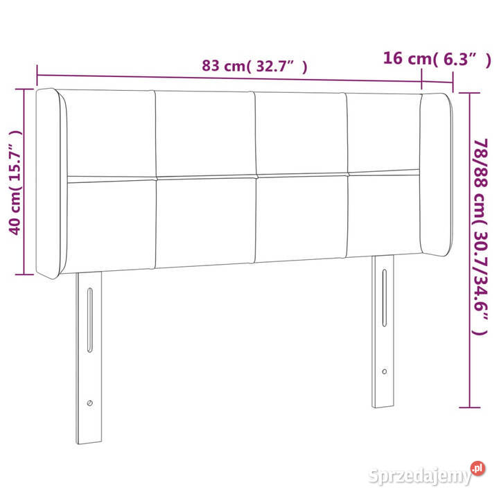 Zagłówek do łóżka z LED jasnoszary 83x16x7888