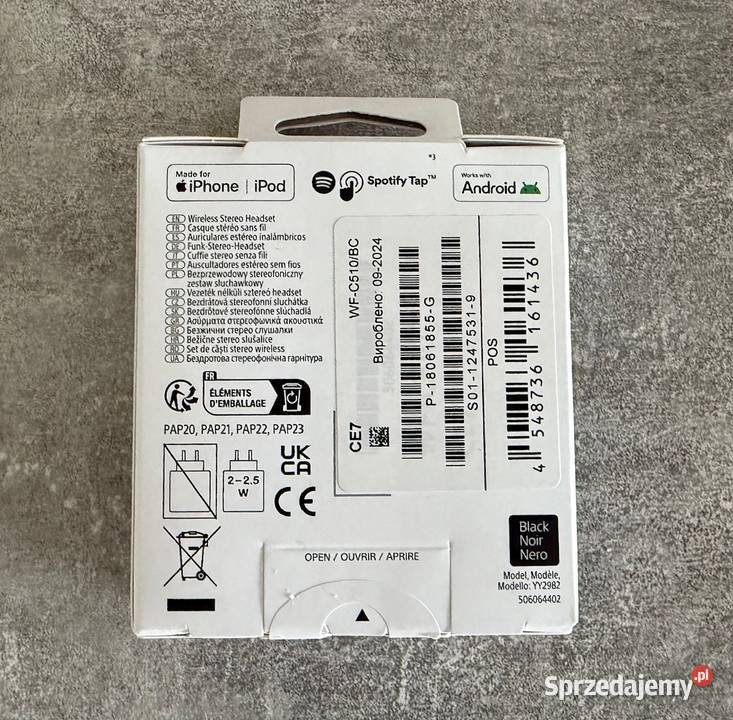 Nowe Sony Słuchawki bezprzewodowe C510 Czarne Łódź