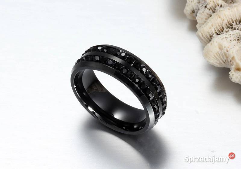 Nowy pierścionek obrączka czarny czerń masywny Szczecin