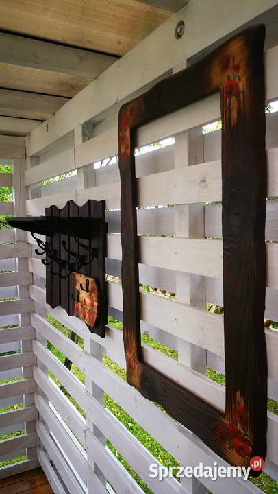 Rama lustra drewniana vintage opalona sielskie Radków