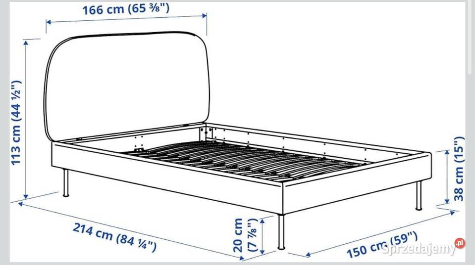 Łóżko Tapicerowane Zielone IKEA 140cm Poczesna