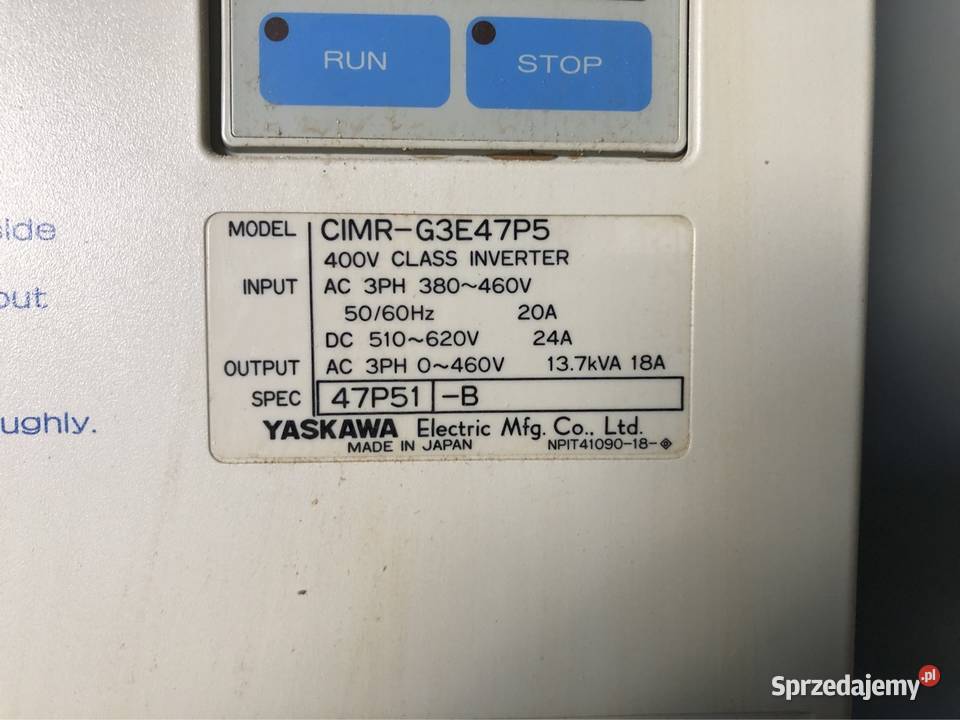 Falownik Yaskawa 616G3 CIMRG3E47P5 Nowe Brzesko