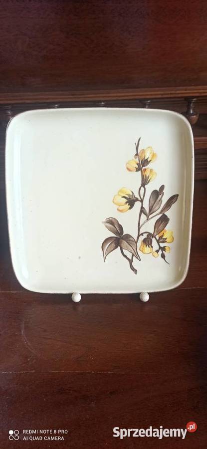 Patera porcelanowa tacka dekor ręczny liście Gdańsk