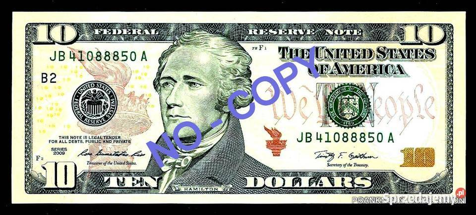 10 Dollar USA 2009 - UNC - Stan Bankowy