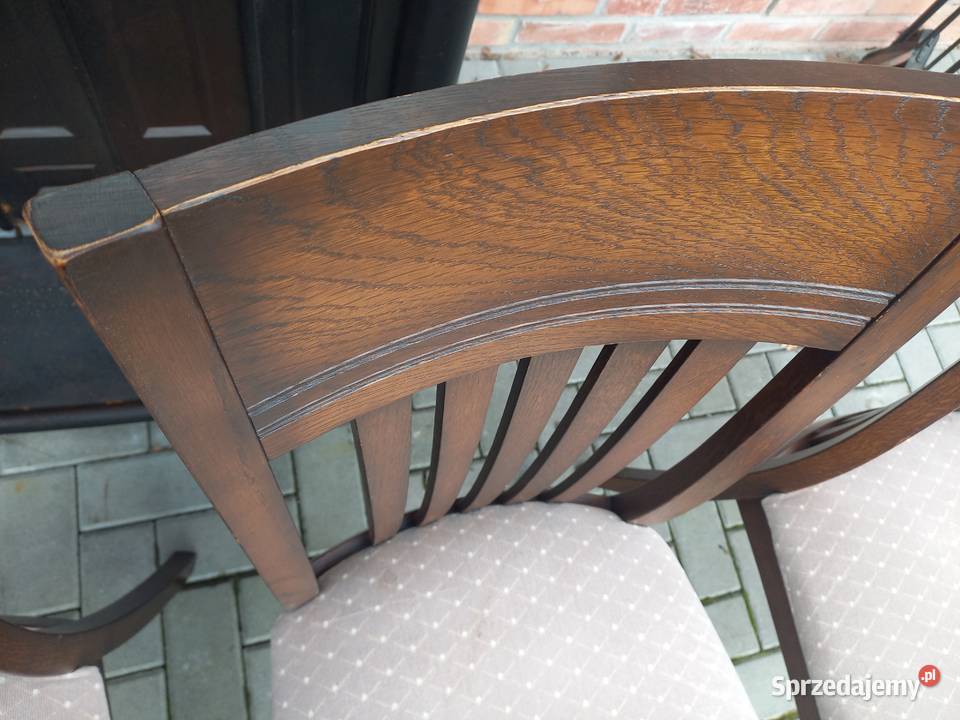 Krzesła dębowe drewniane z materiałową tapicerką Gawroniec