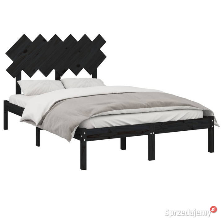 Rama łóżka czarna lite drewno 135x190 WM3104847 Warszawa