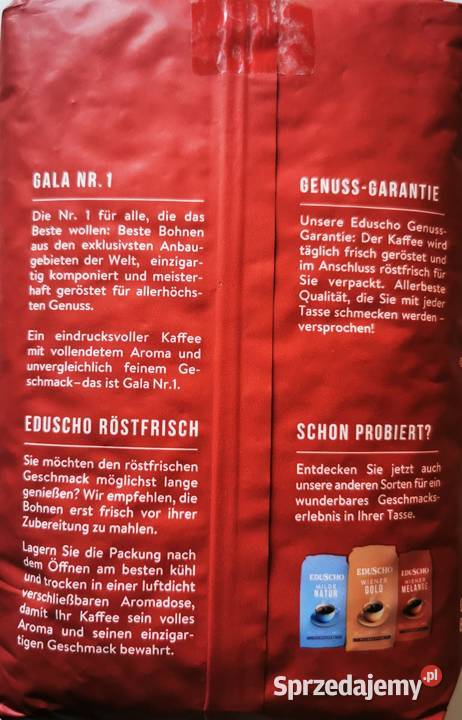 Kawa ziarnista EDUSCHO Gala 1 500g Import z Tarnów