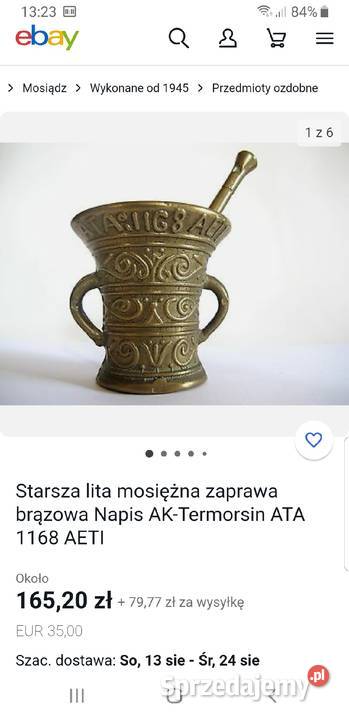 Stary moździerz aptekarski AKTERMORSIN Ruda Śląska