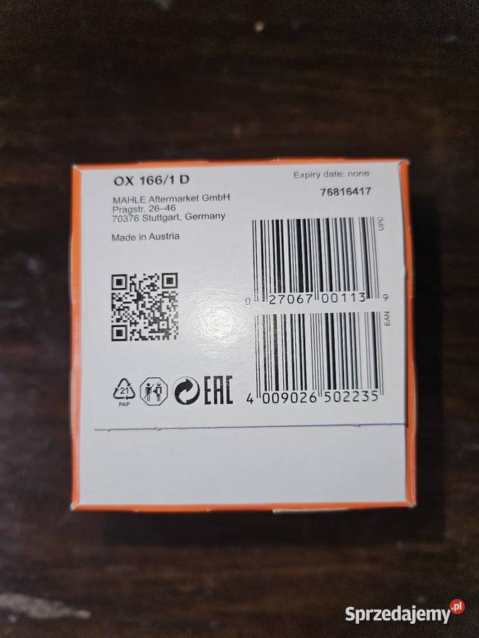 Filtr oleju MAHLE OX 1661 D BMW 20 benzyna Motoryzacja Poznań