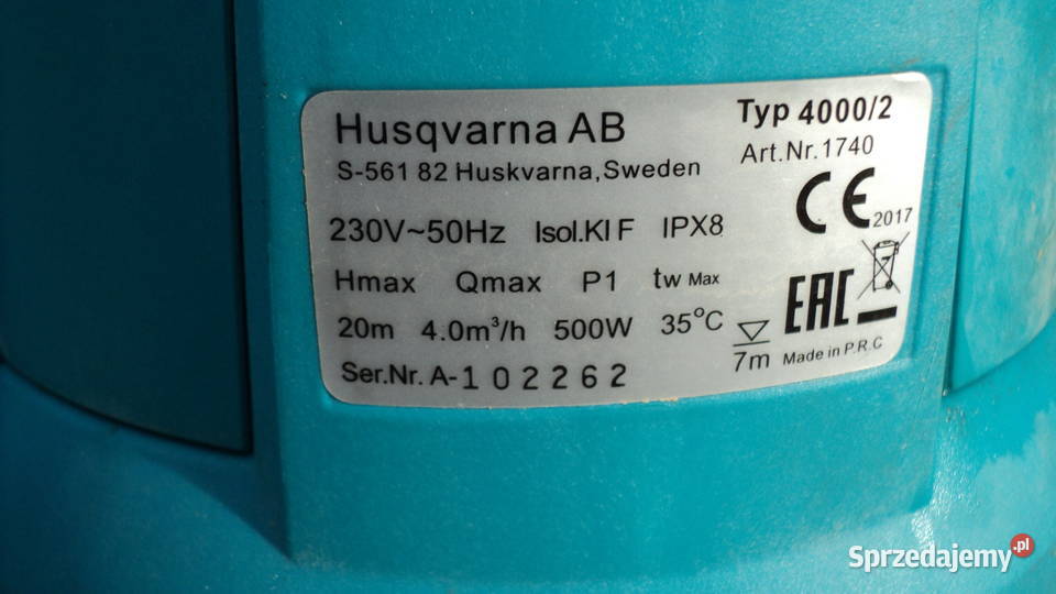 Pompa GardenaHUSGVARNAtyp 4002 kujawsko-pomorskie Bydgoszcz sprzedam