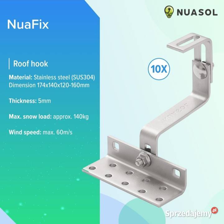 NuaSol NuaFix 10x A2 hak dachowy do montażu Poręba sprzedam