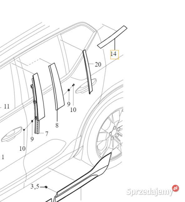 VOLVO EX40 XC40 prawa listwa ozdobna blotnika Akcesoria samochodowe