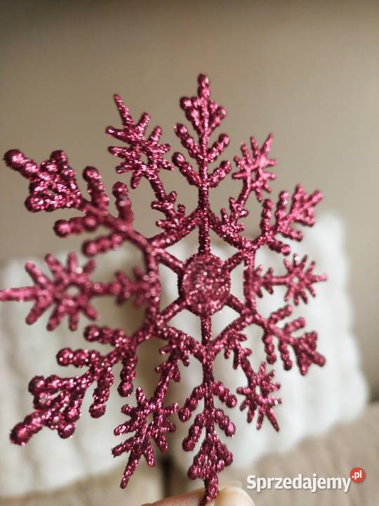 36 sztuk Śnieżynki bordowe zawieszki