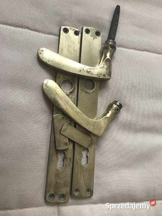 Stara mosiężna klamka z szyldem Zestaw małopolskie Kraków