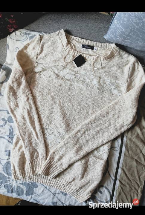 sweter sweterek BAWEŁNA z wstawkami koronkowymi Leszno