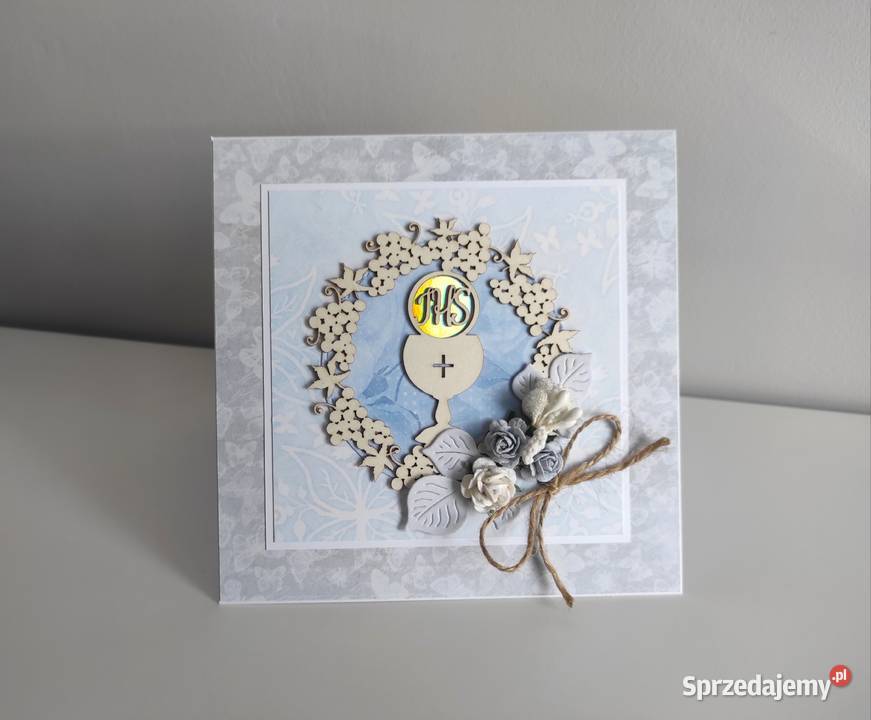 Kartka ręcznie robiona Komunia Święta handmade 3 Łódź