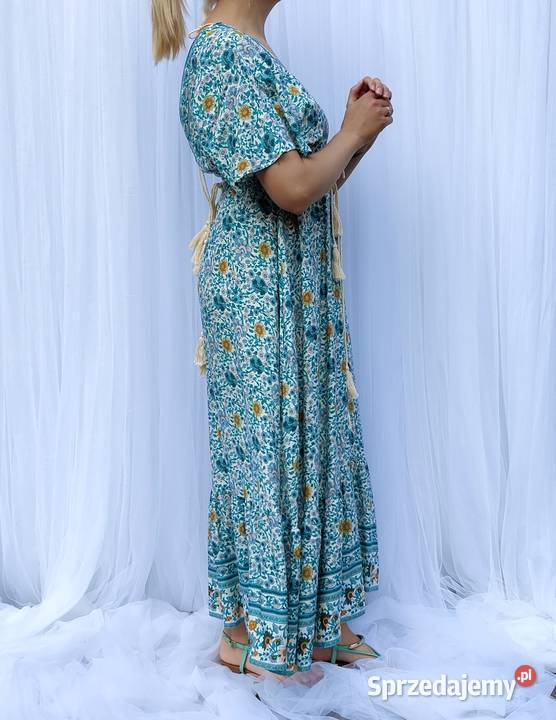 Sukienka boho S 36 M 38 bohemian hippie etno na kolorowy zachodniopomorskie Szczecin
