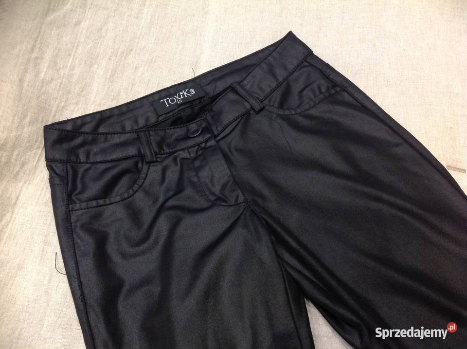 Legginsy czarne damskie ala skórzane XS nowe