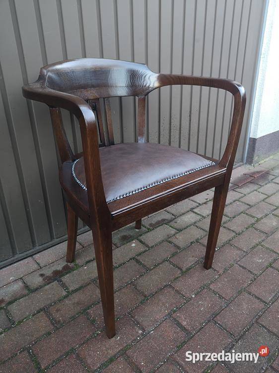 Stary Fotel Krzesło Dębowy Gabinetowy Secesja Meble Swarzędz