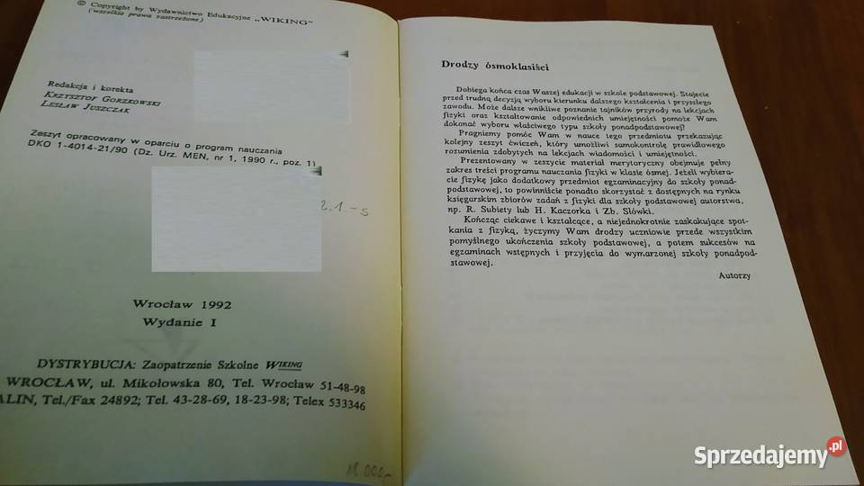 Zeszyt ćwiczeń z fizyki klasa VIII 8 sem 1 Tryl Gdańsk