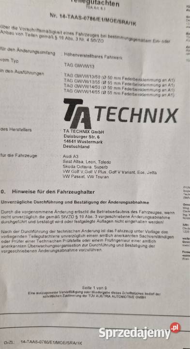 TA Technix gwint gwintowane zawieszenie nowe łódzkie sprzedam