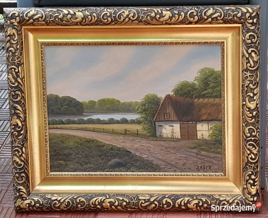 J Kock Chata wodą piękny stary obraz na płótnie Iłża sprzedam