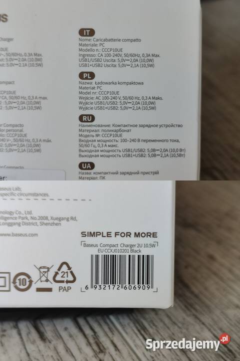 Ładowarka sieciowa Zasilacz GAN Baseus Compact Lipsk
