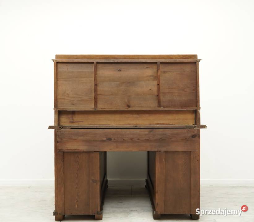 Zabytkowe secesyjne biurko z nadstawką renowacji Jerka