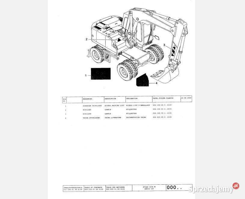 ATLAS 1404m 1200 koparki katalog części Kielce