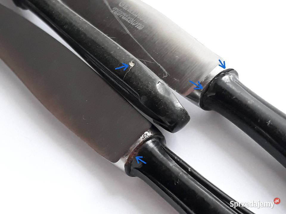 Noże obiadowe 1 BAKELIT Gerlach sztućce PRL śląskie Dąbrowa Górnicza