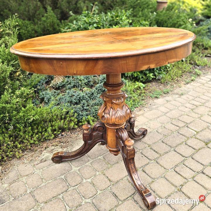 Antyczny stolik salonowy Ludwik Filip drewno mazowieckie Bronisze