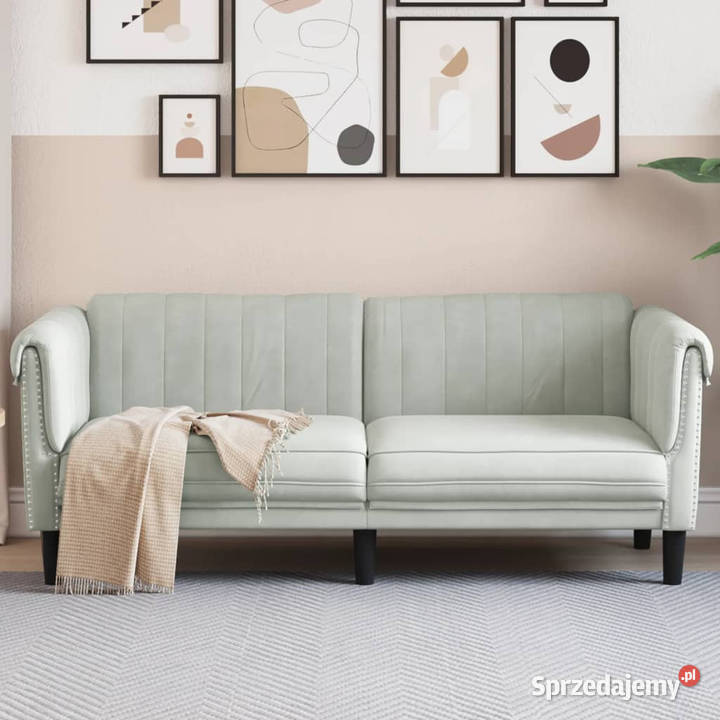 Sofa dwuosobowa jasnoszara aksamit WM372575