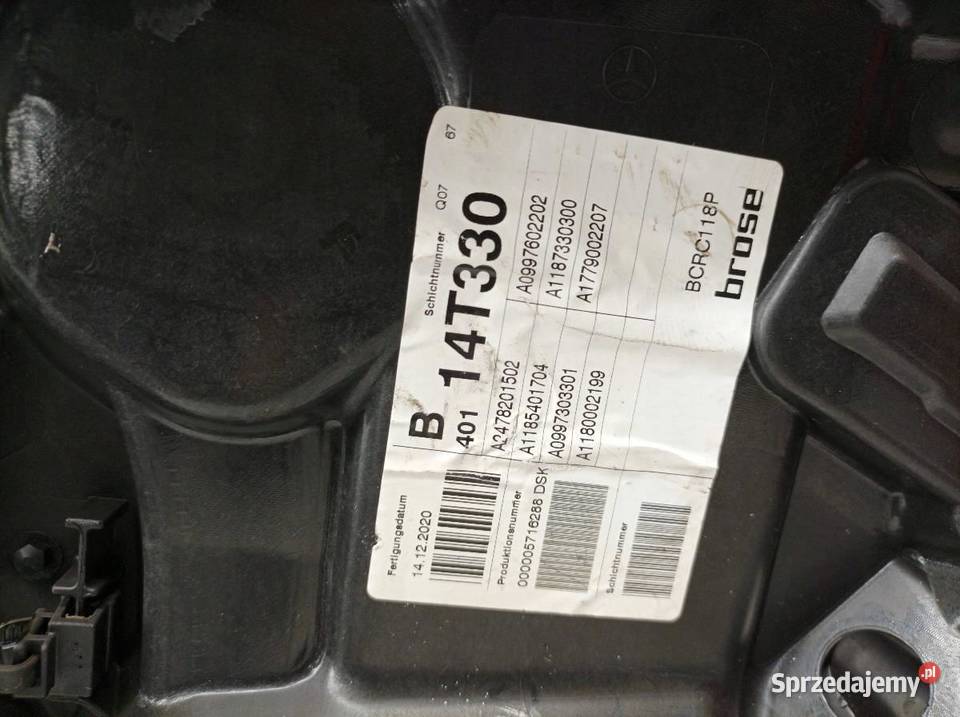 MECHANIZM SZYBY PRAWY TYŁ 2478201502 Mercedes