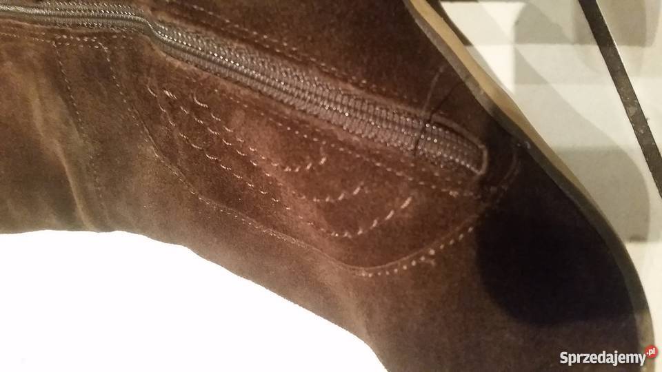 kozaki zamszowe na obcasie kobiece frędzle Kozaki Kielce