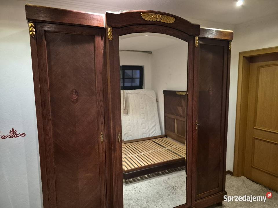 Stara sypialnia dębowa secesyjna łóżko szafa Sypniewo