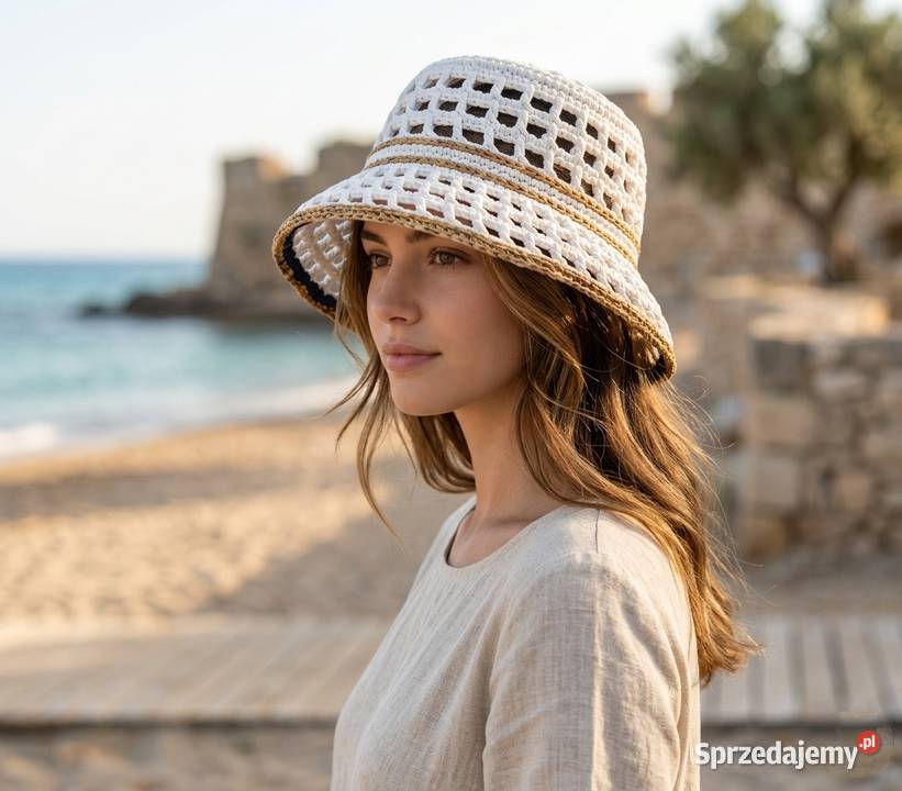 Kapelusz Panama crochet z naturalnej raffii Piotrków Trybunalski