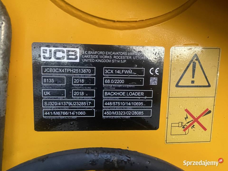 Koparko Ładowarka JCB 3CX 2018 wajchy cat terex Rok produkcji 2018 Ślesin