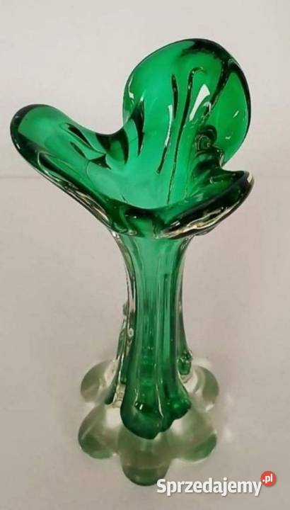 MURANOszmaragdowy wazon z weneckiego szkła Pabianice