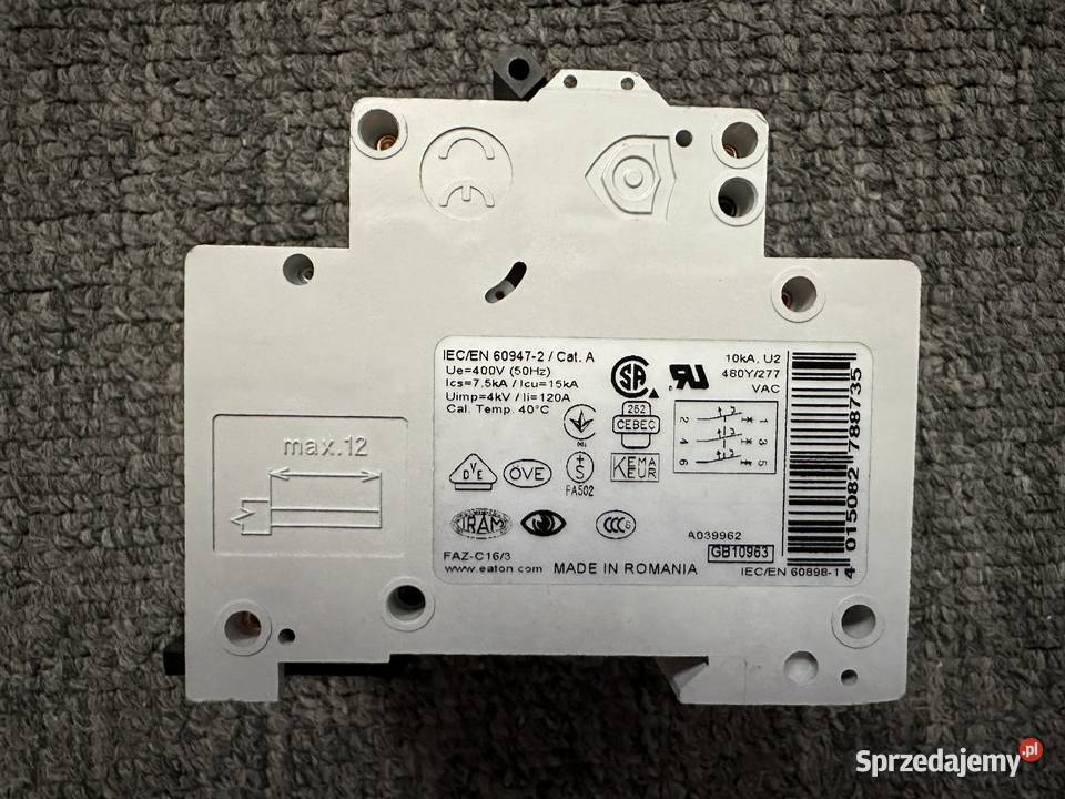 Wyłącznik nadprądowy FAZC163 Eaton 278873 Łódź